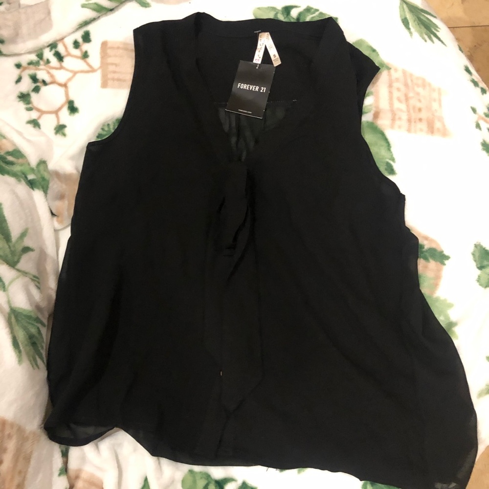 NWT F21 Black Tie Front Formal Business Casual Top